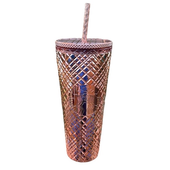 🆕 Starbucks Rose Gold Grid Tumbler 24 fl oz - Picture 6 of 10